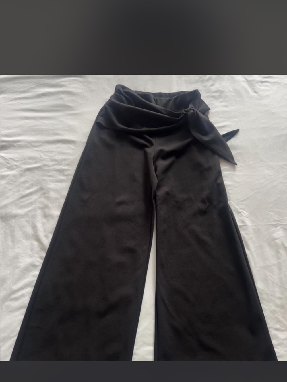 H&M Black Wide-Leg Tie-Waist Pants